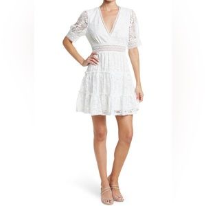 NWT NSR Amelie Eyelet Mini White Lace Dress Size: XS